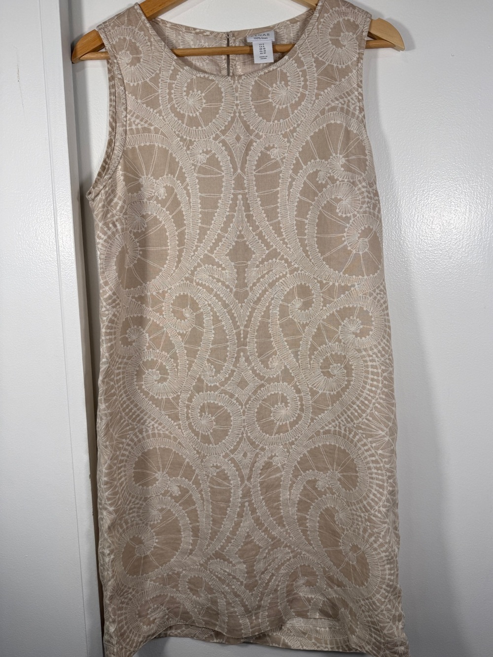 Kenar Beige Dress with Cream Lace Pattern